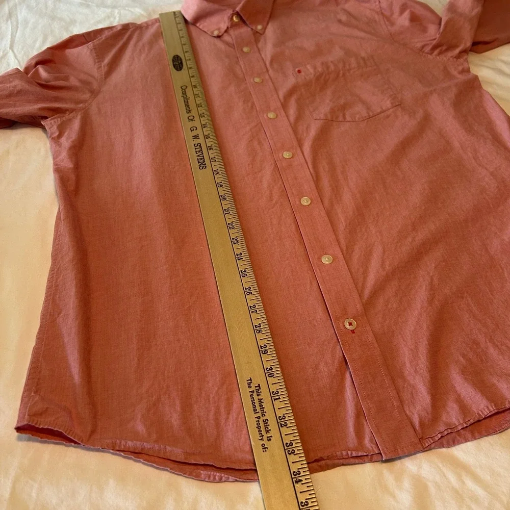 IZOD Men's Pink Red Oxford Button‎ Down Shirt Long Sleeve XLT Casual Everyday